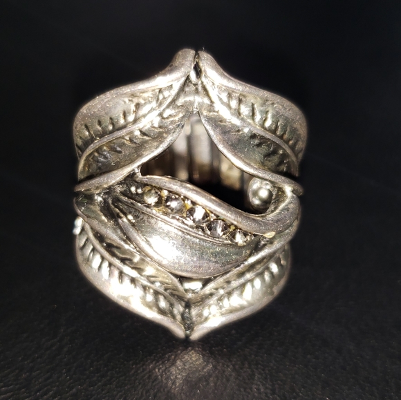 costume jewelry Jewelry - 2/$20 Silver leaf ring with stones adjustable band